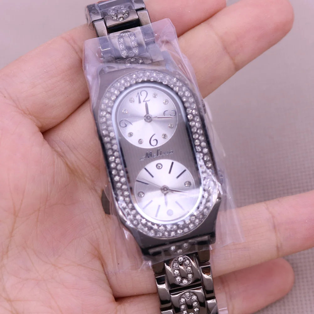 Sale Melissa Luxury Lady Women's Watch Rhinestone Crystal Fashion Hours Bracelet Real Leather Girl Birthday Gift