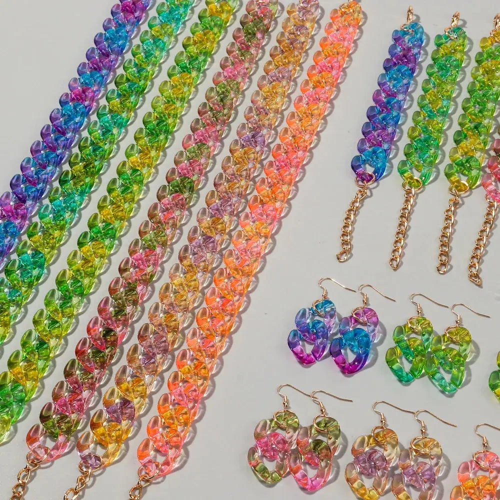 New Fashion  Acrylic Color Transparent Gradient Chain Necklace Set for Women Luxury Colorful Necklaces 2026 Accessories Jewelry EleganceJewellery