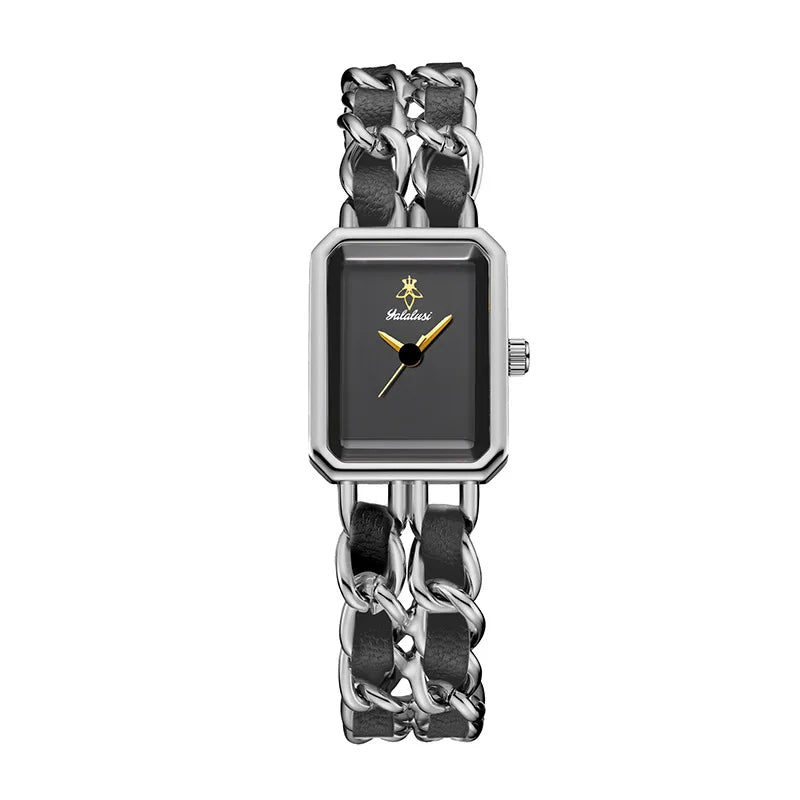 2026 New Luxury Fashion Wristwatches Woman Girl Rectangle Style Steel Metal Leather Band Quartz Square Clock reloj para mujer