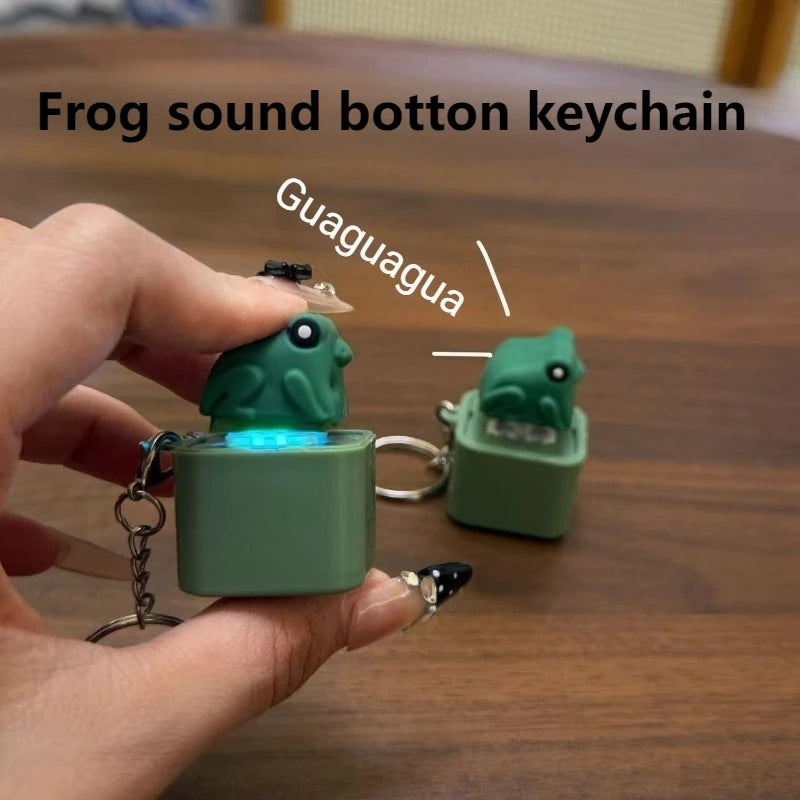 Rechargeable Frog Keychain Croaking Sound LED Light Fidget Clicker Toy Stress Relief Gifts for Men Women Kids Party Favors
