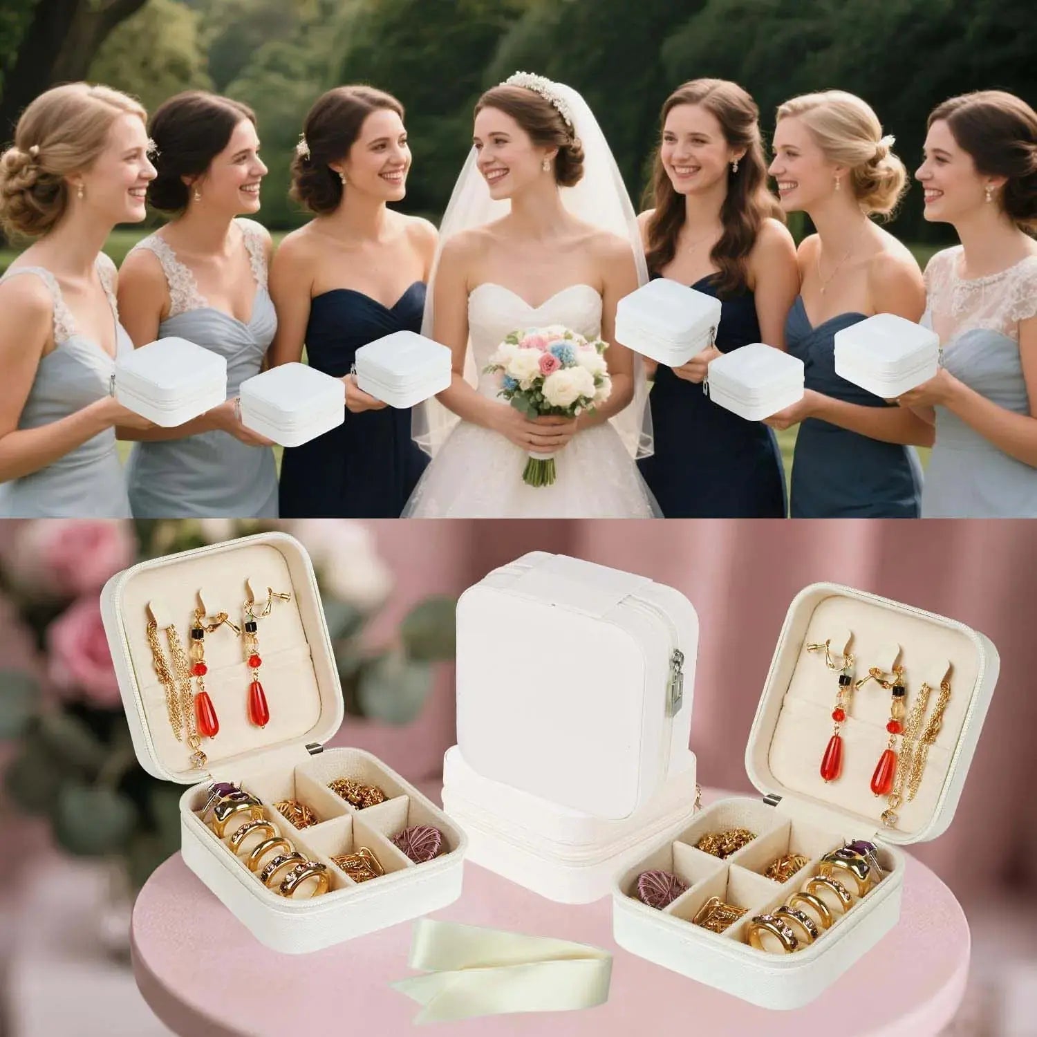 6-50pcs Travel Jewelry Case Bridesmaid Gifts Portable Jewellry Organizer Box for Wedding Guests Birthday Party Favor Storage Box EleganceJewellery