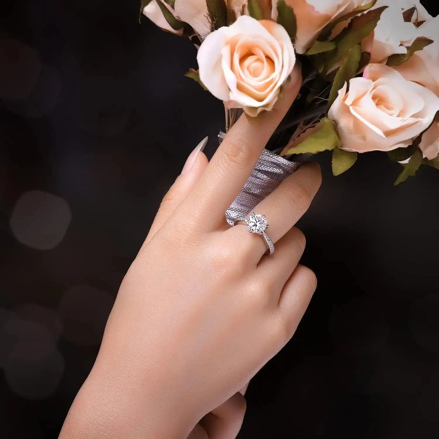 Classic 1-carat Moissanite Ring with Certificate Laboratory Diamond Rings Women Wedding Jewelry 18K Gold Plated S925 Silver theelegancejewellery