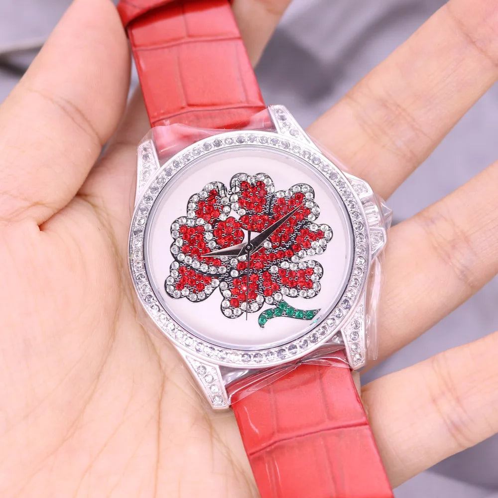 Sale Melissa Luxury Lady Women's Watch Rhinestone Crystal Fashion Hours Bracelet Real Leather Girl Birthday Gift