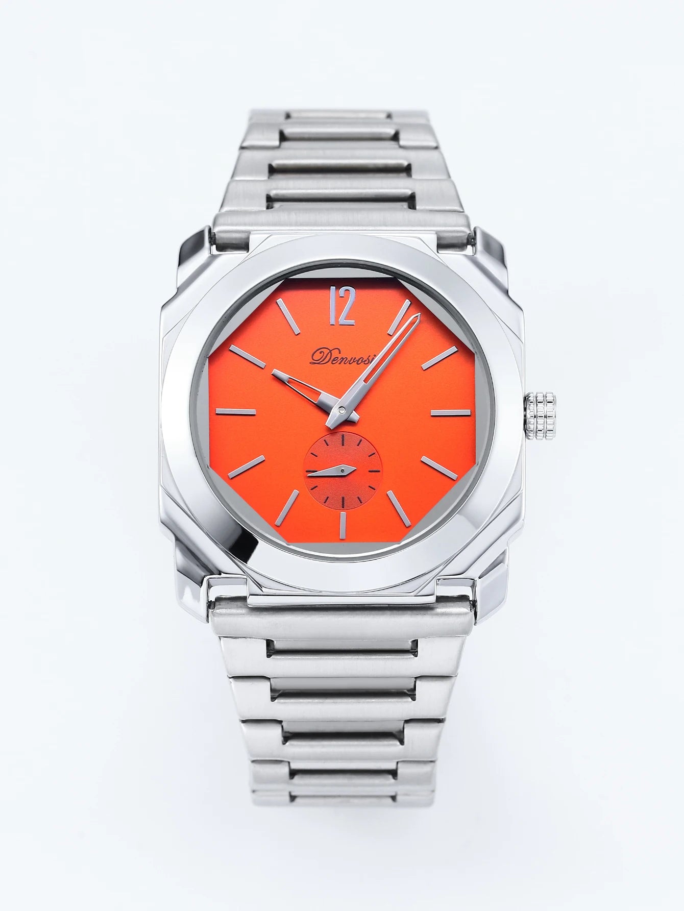 Men's Luxury Octagon Dial Watch - Stainless Steel Band, Minimalist Analog Wristwatch with Small Seconds Dial for Business & Casu