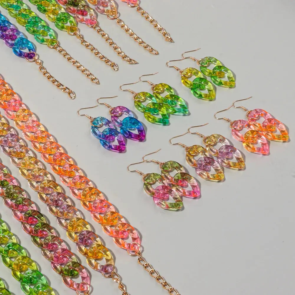 New Fashion  Acrylic Color Transparent Gradient Chain Necklace Set for Women Luxury Colorful Necklaces 2026 Accessories Jewelry EleganceJewellery