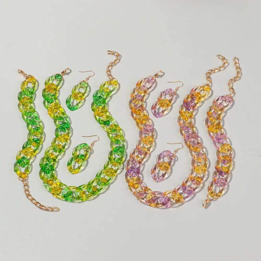 New Fashion  Acrylic Color Transparent Gradient Chain Necklace Set for Women Luxury Colorful Necklaces 2026 Accessories Jewelry EleganceJewellery