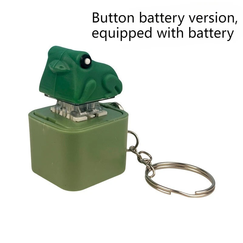 Rechargeable Frog Keychain Croaking Sound LED Light Fidget Clicker Toy Stress Relief Gifts for Men Women Kids Party Favors