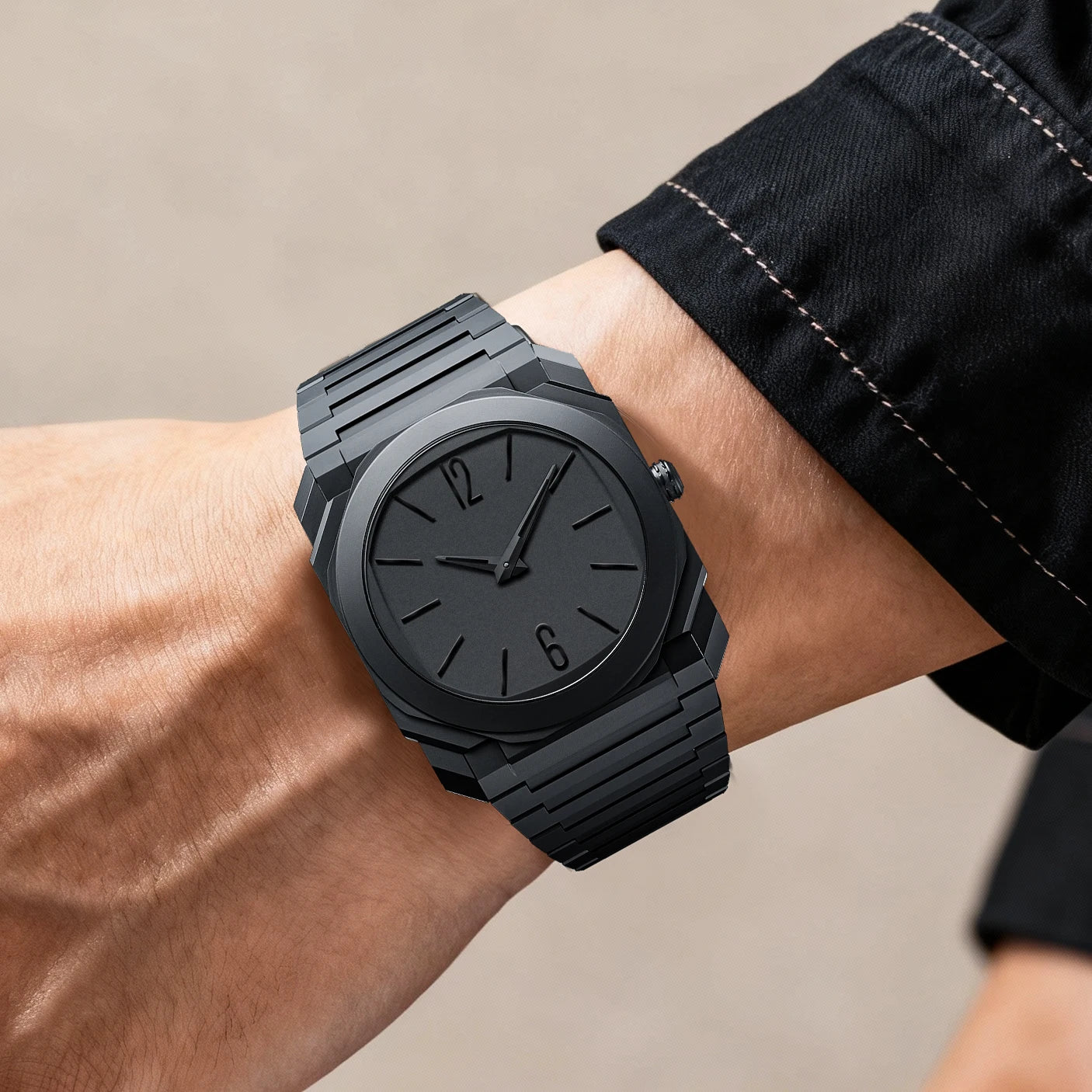 Men's Business Quartz Watch Ultra-Thin Large Dial Plastic Waterproof Watch Men's Simple High-Quality Watch Gift
