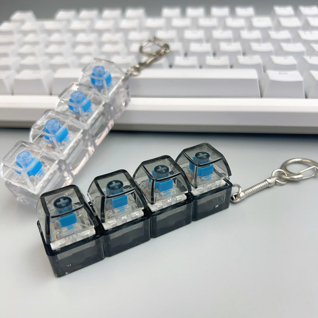 4-Button Fingertip Keyboard Keychain RGB Keyboard Fidget Toy with Lights for Stress Relief Decompression Calming Accessories