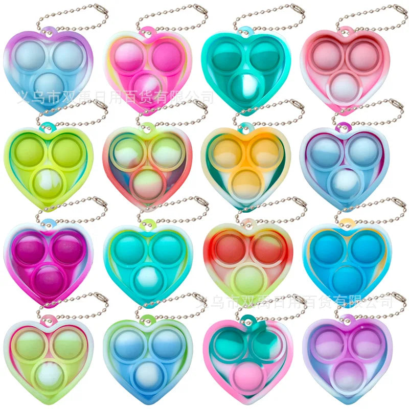 10/20pcs Mini Pop Keychain Toddler Sensory Fidget ToysStress Relief Toys for Kids Birthday Party Favors Classroom Prizes