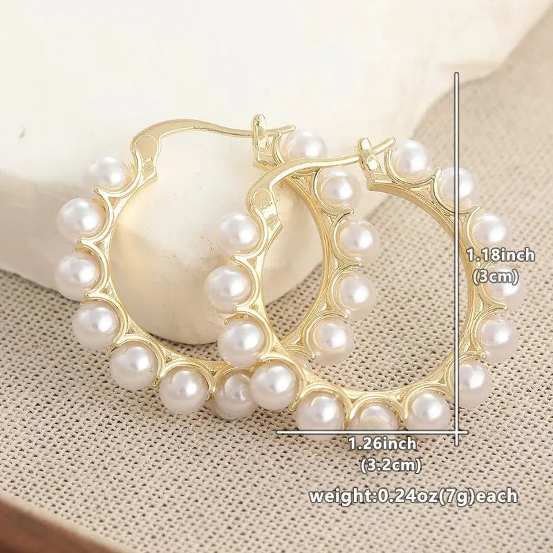 Pearl Gold Hoop Earrings theelegancejewellery