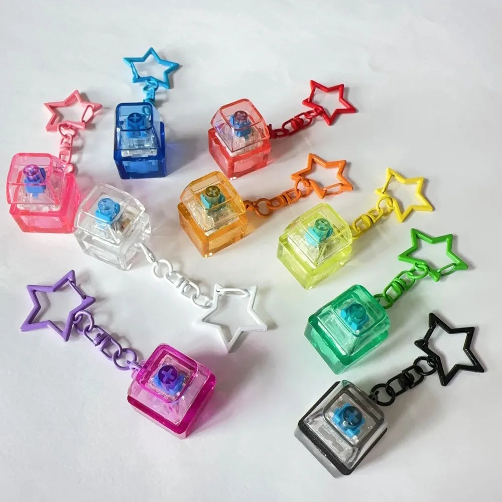 Keyboard Finger Toy Mini Keyboard Clicker Keychain Mechanical Key Toy for for Adult Pass The Time  Gifts Birthday Party Favors