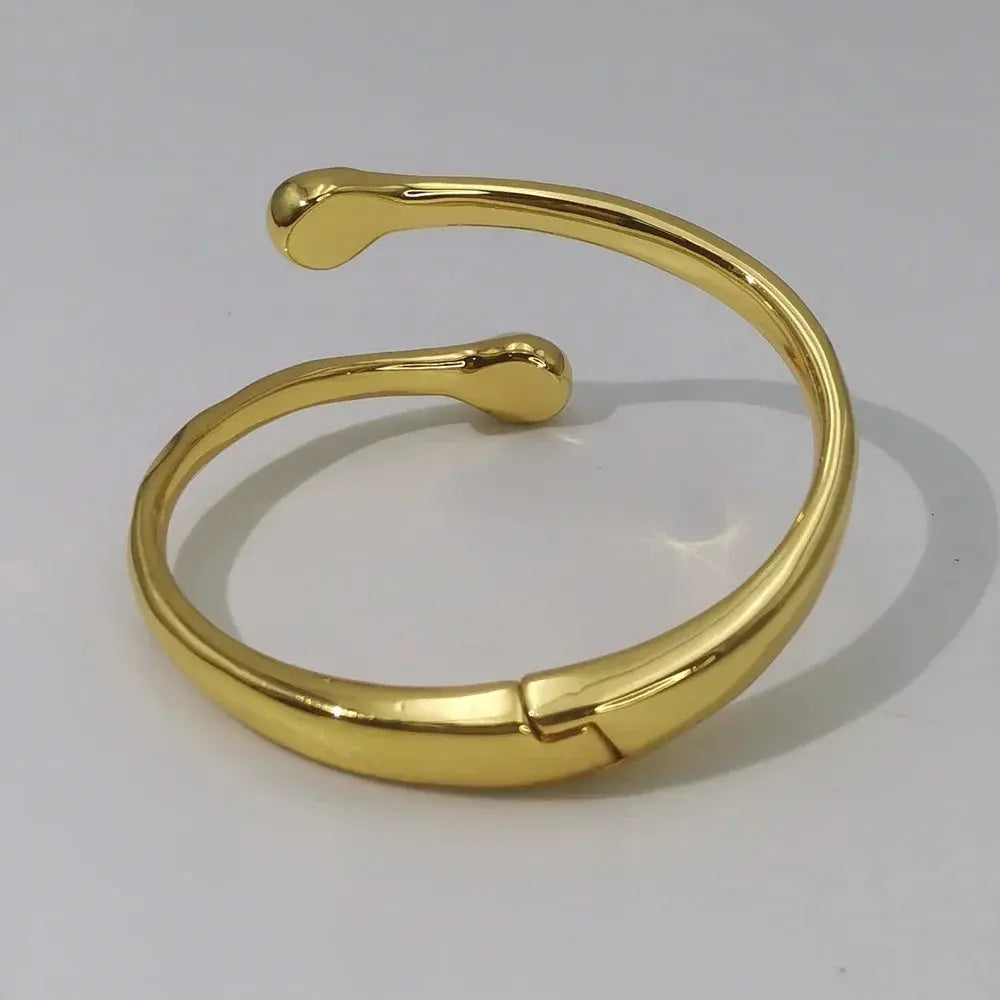 2025 European and American Jewelry Trendy Punk Hip Hop Gold Geometric Opening Bracelet Couple Accessories Festival Gift theelegancejewellery