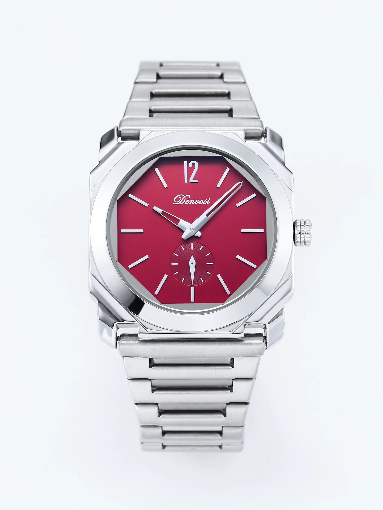 Men's Luxury Octagon Dial Watch - Stainless Steel Band, Minimalist Analog Wristwatch with Small Seconds Dial for Business & Casu