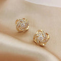 New Exquisite Shiny Zircon Heart Flower Earrings Korean Elegant Square Geometric Crystal Earrings for Women Fashion Jewelry Gift EleganceJewellery