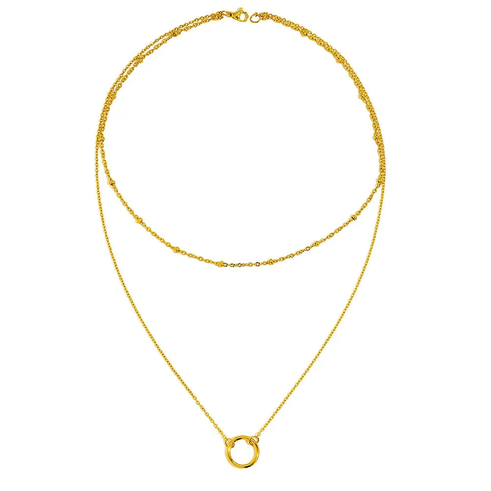 Stainless Steel Necklaces Trending Products Circle Pendant Bead Layer Chain Light Luxury Choker Fine Necklace For Women Jewelry theelegancejewellery