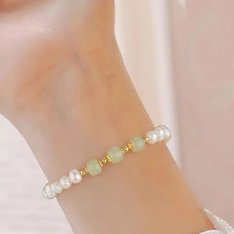 Sexy Young Girls Best Selling Fashion Luxury Fine Jewelry New Natural Hetian Jade Round Green Beads Bracelet Exquisite Elegant theelegancejewellery
