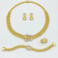 JRH Trendy Women’s Jewelry 4Piece Set Necklace Earrings Ring Bracelet Gold Plated Craf Zircon Design Versatile for Parties Dates theelegancejewellery