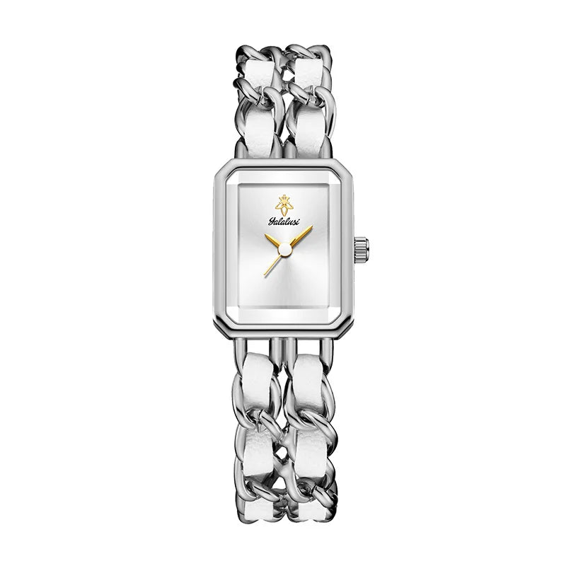 2026 New Luxury Fashion Wristwatches Woman Girl Rectangle Style Steel Metal Leather Band Quartz Square Clock reloj para mujer