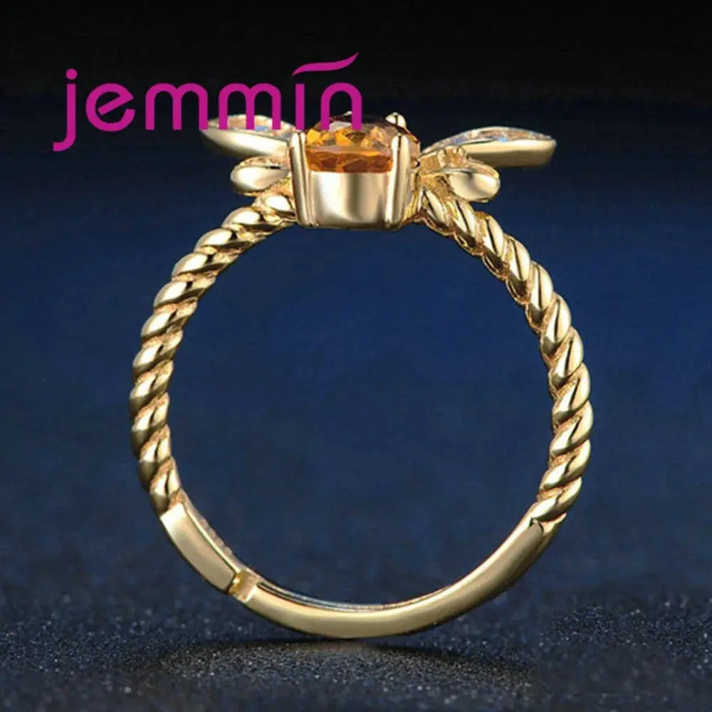 New Arrival Women Fashion Full Sets Bee Jewelry 925 Silver Trendy Gold Color Bracelet Earrings Pendant Necklace For Sale theelegancejewellery