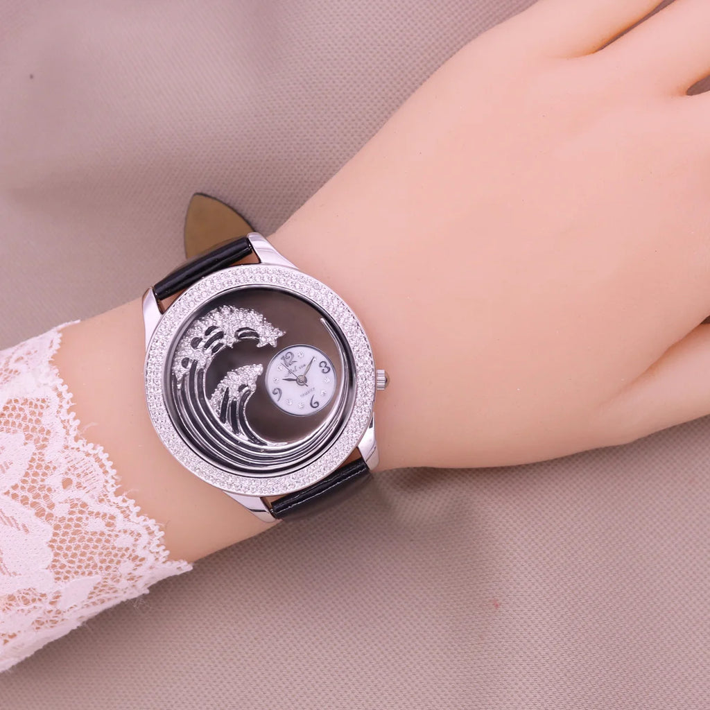 Sale Melissa Luxury Lady Women's Watch Rhinestone Crystal Fashion Hours Bracelet Real Leather Girl Birthday Gift
