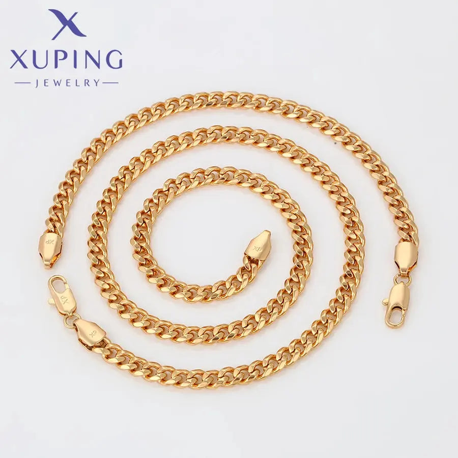 Xuping Jewelry Fashion New Arrival Gold Color Bracelet Necklace Jewellery Set for Women Classic Banquet Gift  X000984414 theelegancejewellery