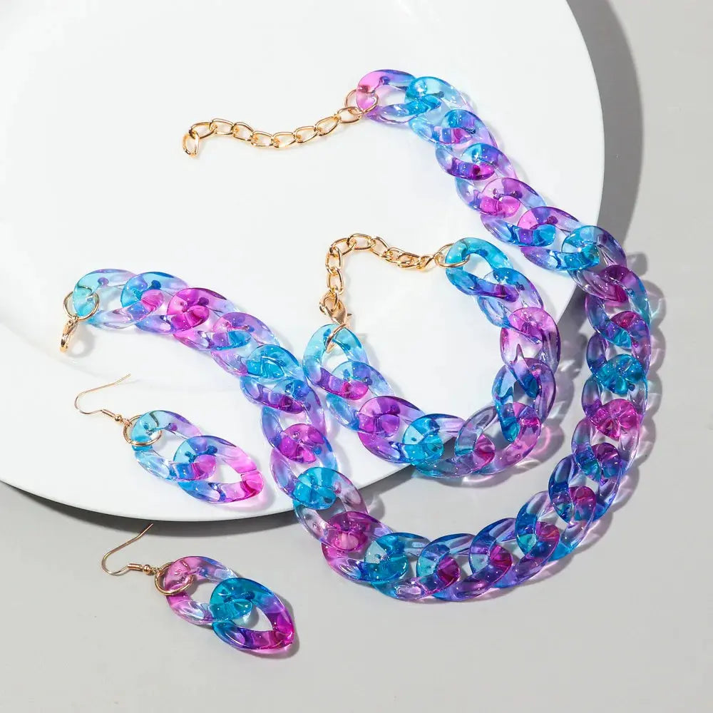 New Fashion  Acrylic Color Transparent Gradient Chain Necklace Set for Women Luxury Colorful Necklaces 2026 Accessories Jewelry EleganceJewellery