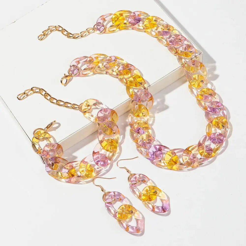 New Fashion  Acrylic Color Transparent Gradient Chain Necklace Set for Women Luxury Colorful Necklaces 2026 Accessories Jewelry EleganceJewellery