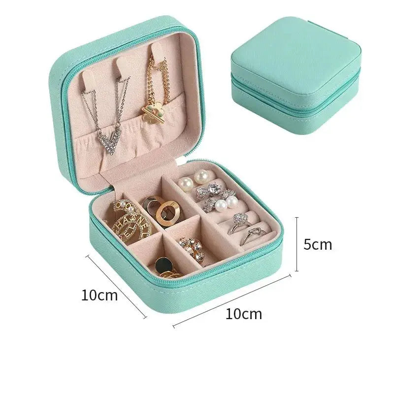 Portable Mini PU Leather Jewelry Box - Velvet Lined Multi-Compartment Organizer for Rings, Earrings & Necklace EleganceJewellery