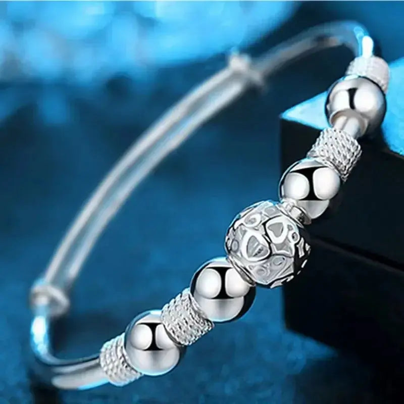 SAIYE New Korean Fashion 925 Sterling Silver Lucky Beads Bangles For Women Bracelets Luxury Designer Party Wedding Jewelry Gifts EleganceJewellery