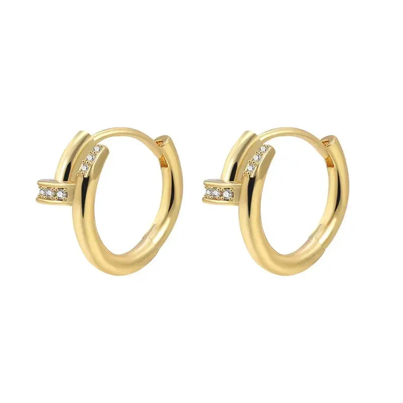Cubic Zircon Nail Hoop Earrings theelegancejewellery