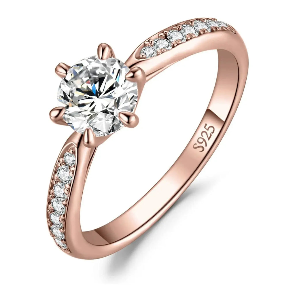 Classic 1-carat Moissanite Ring with Certificate Laboratory Diamond Rings Women Wedding Jewelry 18K Gold Plated S925 Silver theelegancejewellery
