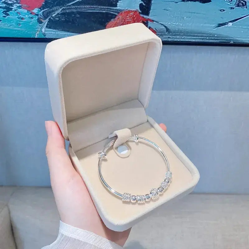 SAIYE New Korean Fashion 925 Sterling Silver Lucky Beads Bangles For Women Bracelets Luxury Designer Party Wedding Jewelry Gifts EleganceJewellery