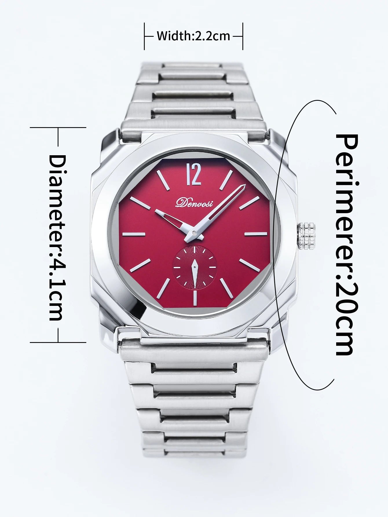 Men's Luxury Octagon Dial Watch - Stainless Steel Band, Minimalist Analog Wristwatch with Small Seconds Dial for Business & Casu