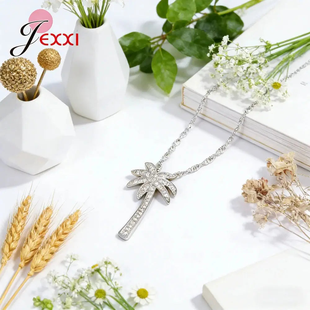 Latest Fashion Jewelry Crystal Necklace For Girl Popular 925 Sterling Silver Necklace For Women Wedding Anniversary Party theelegancejewellery