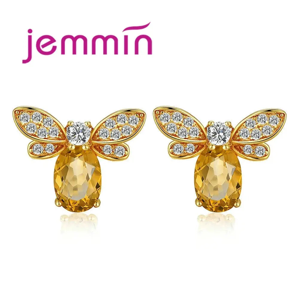 New Arrival Women Fashion Full Sets Bee Jewelry 925 Silver Trendy Gold Color Bracelet Earrings Pendant Necklace For Sale theelegancejewellery