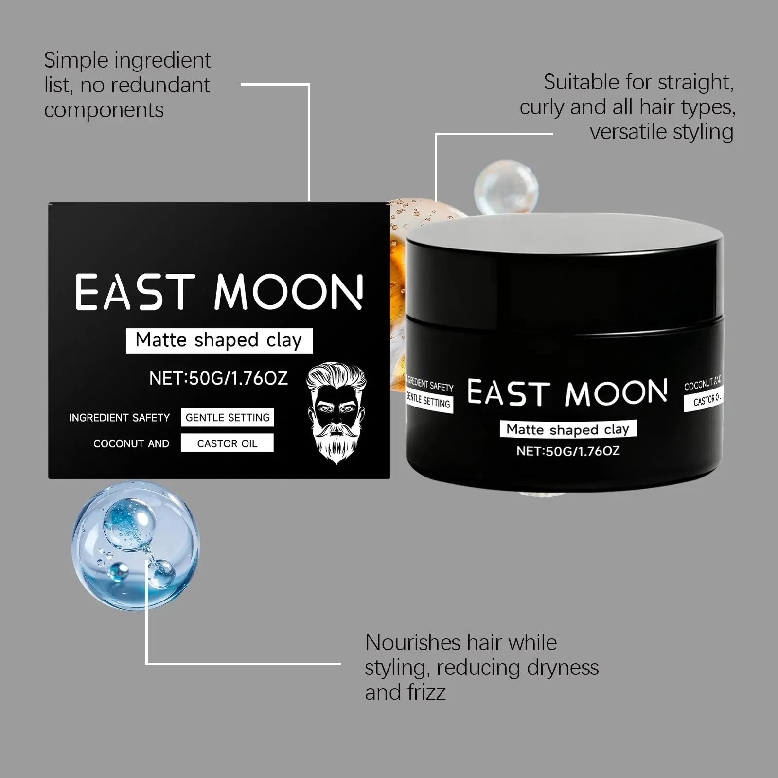 Matte Men's Hair Styling Gel Long Lasting Fluffy Enhancing Hairs Shape Reducing Frizz Non Greasy Texturizing Hair Styling Cream