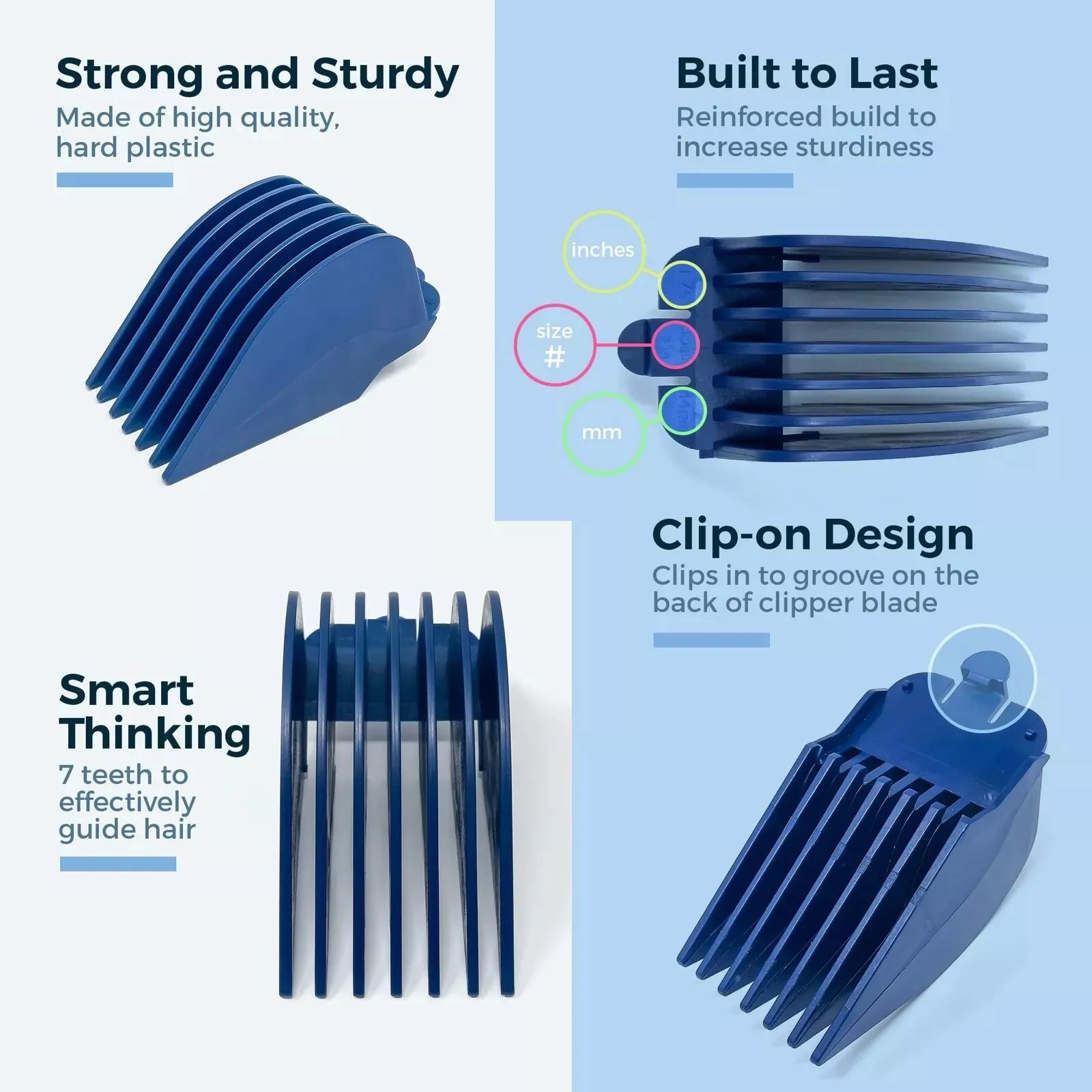 6Pcs/Set For Clipquik Clipper Guards 32mm-64mm (#20 18 16 14 12 10) Clipper Guide Combs For Wahl Accessories Clipper Guard Set