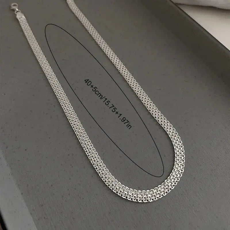 Trend Silver Necklace Simple Style Charming Woman Choker Birthday Party Gift Exquisite Weaving Jewelry EleganceJewellery