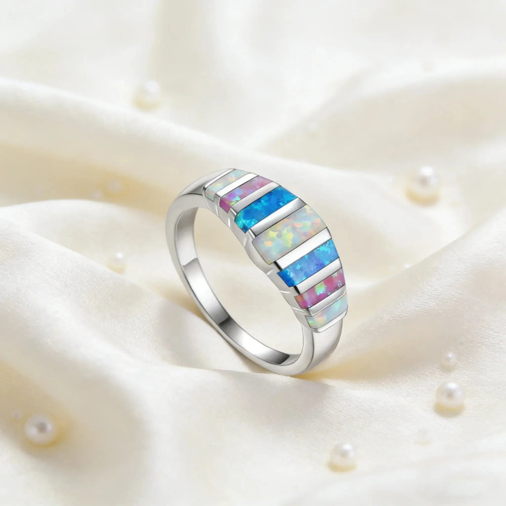 Colorful Fire Opal Fashion Jewelry Opal Cock Rings for Women Fashion Jewelry Luxury Evening Party Jewelry Christmas Gift for Her theelegancejewellery
