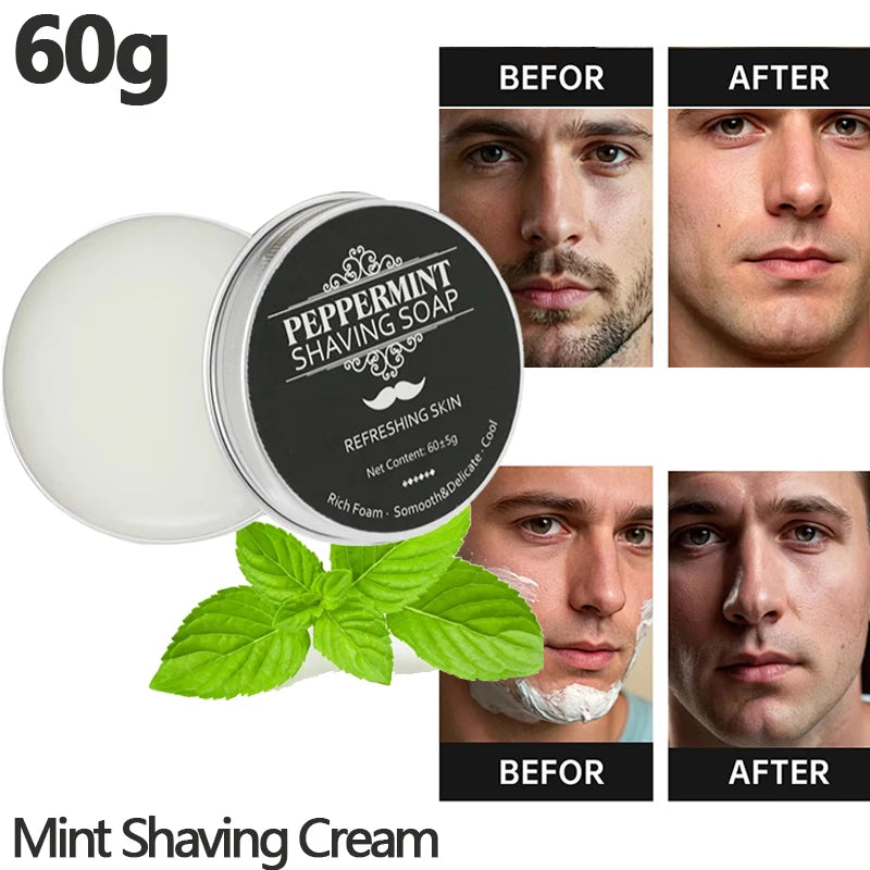 60g Mint Shaving Cream for A Comfortable Shave Nourishes and Protects Skin Shaving Soap Keep Face Freshness And Cleanliness