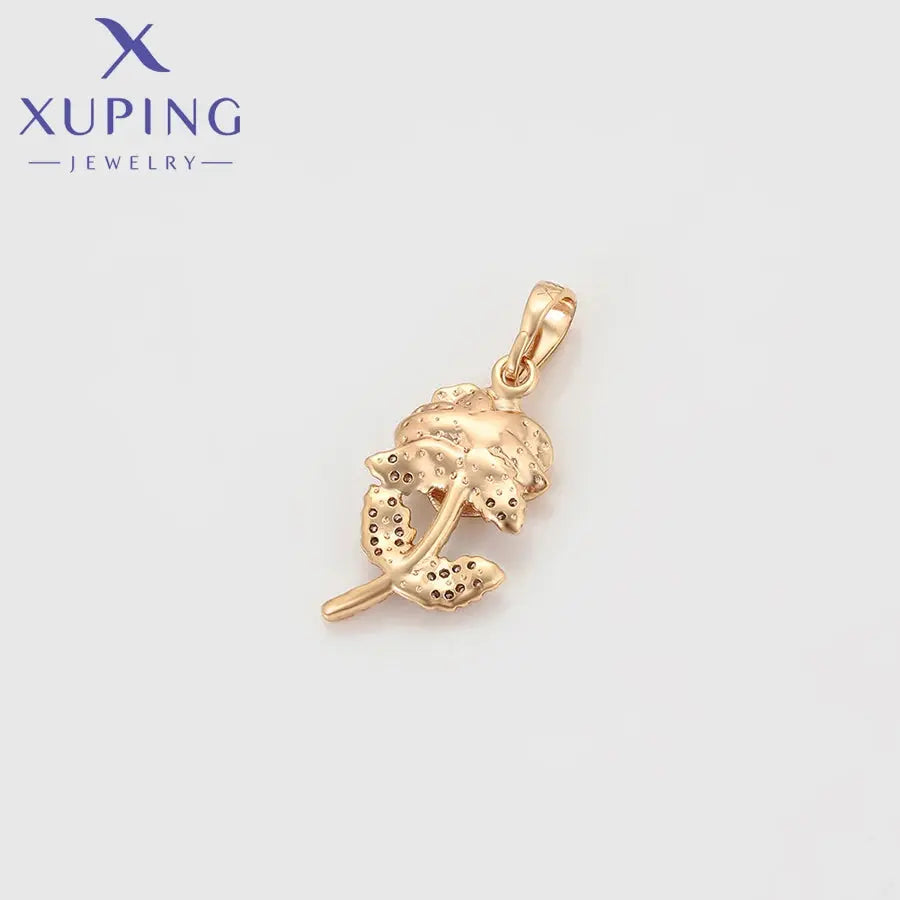 Xuping Jewelry New Charm Rose Flower Pendant Necklace of Gold Color Jewellery Women Girls Exquisite Gift X001125065 theelegancejewellery