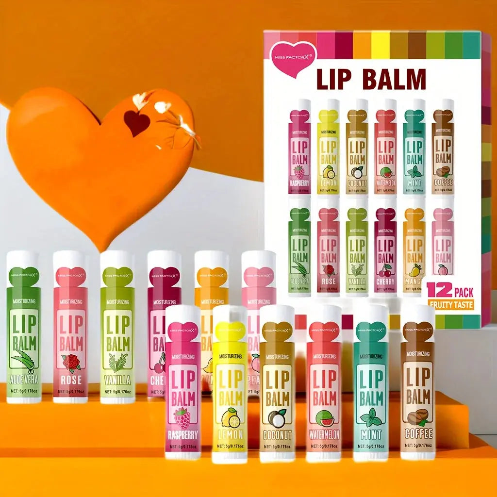 12 PCS/gift lip balm set 5g Deep Moisturizing and long-lasting moisturizing exfoliating to create hydrated lips theelegancejewellery