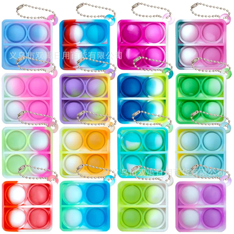10/20pcs Mini Pop Keychain Toddler Sensory Fidget ToysStress Relief Toys for Kids Birthday Party Favors Classroom Prizes