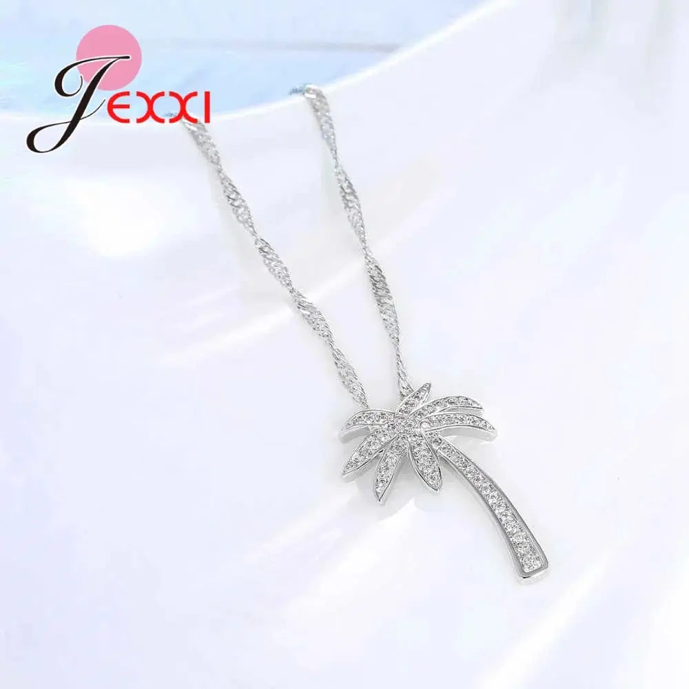 Latest Fashion Jewelry Crystal Necklace For Girl Popular 925 Sterling Silver Necklace For Women Wedding Anniversary Party theelegancejewellery