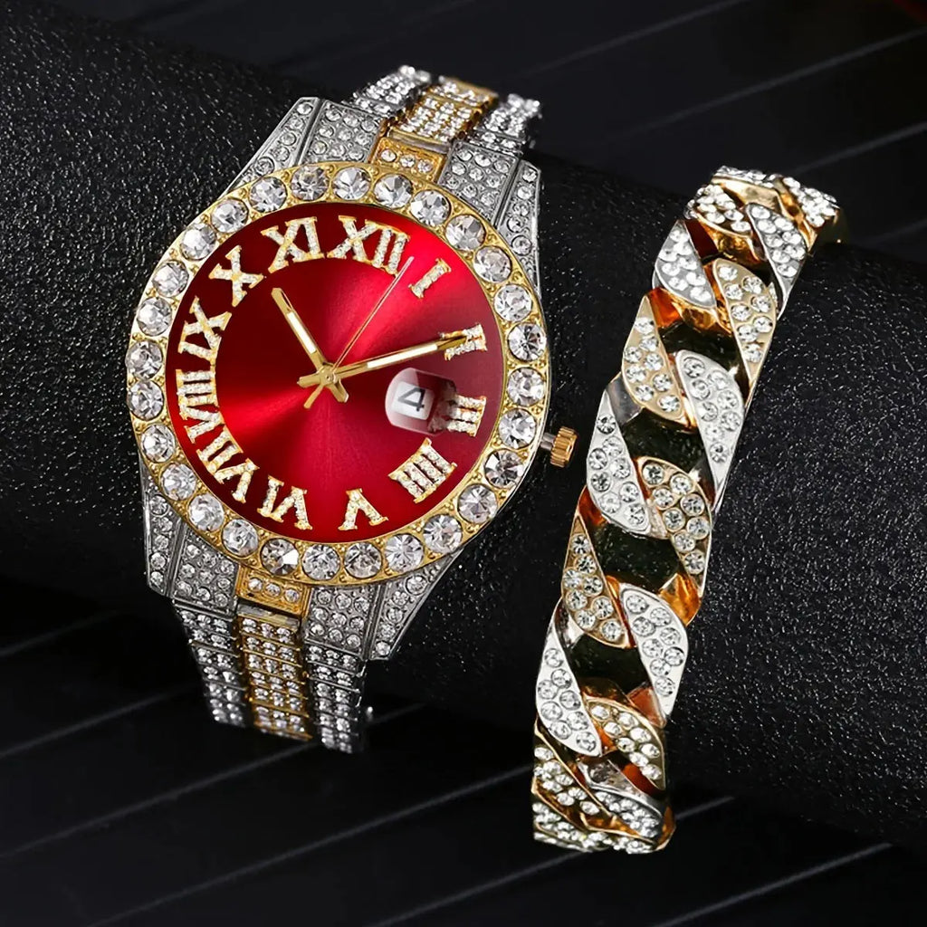 Hip Hop Watch  Watch Luxury Water Proof Brand Watches Stainless Steel Round Clock  Quartz Wrist Watches Gift theelegancejewellery