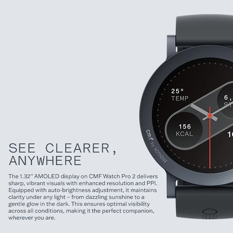 Global Version Nothing CMF Smart Watch Pro 2 1.32”AMOLED 120 Sports Modes Multi-system GPS Bluetooth calls with AI Noise Reduct