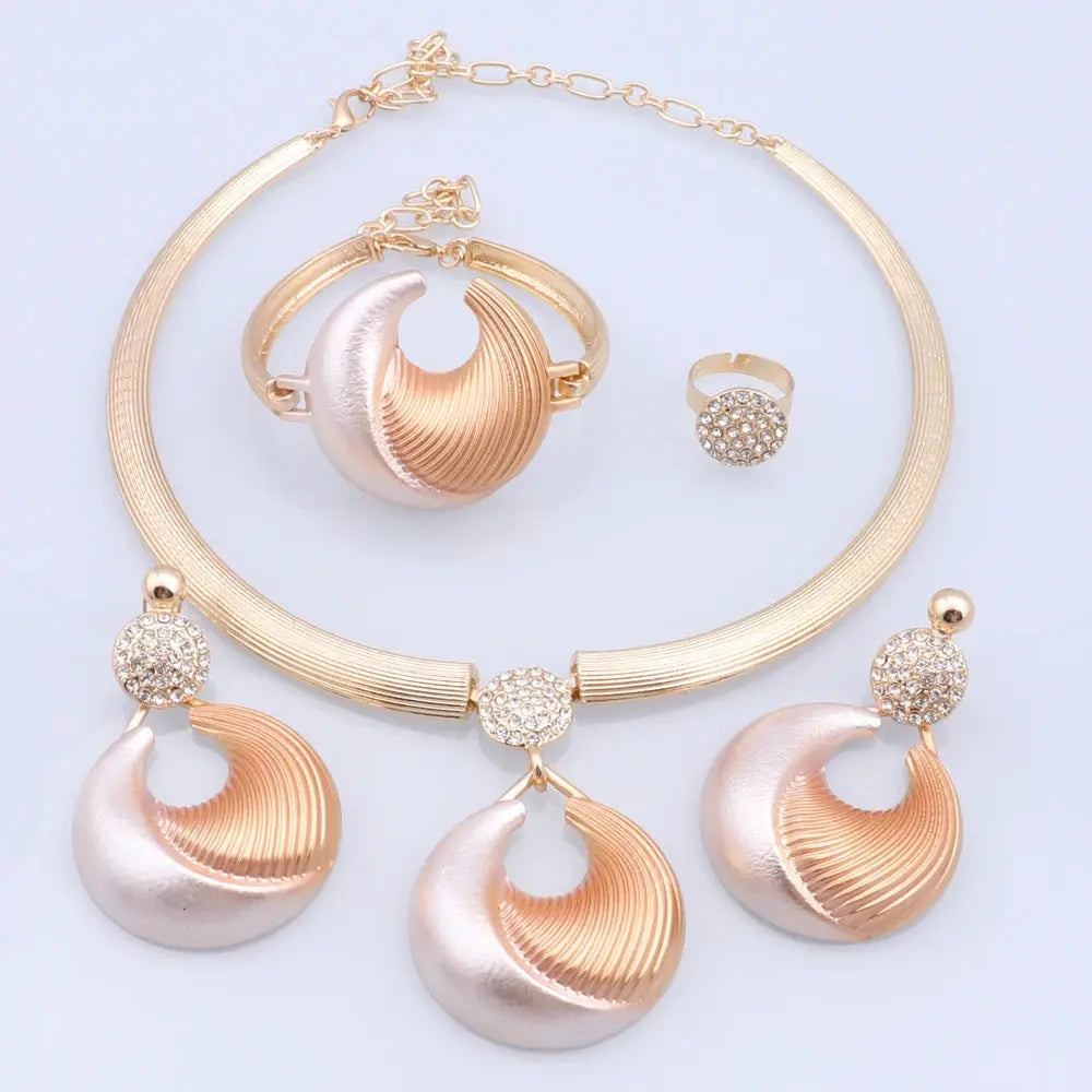 Dubai Jewelry Set For Women Silver Plated Luxury Necklace Earrings Bracelet And Ring Set Jewelry For Wedding Party Trending ﻿ theelegancejewellery