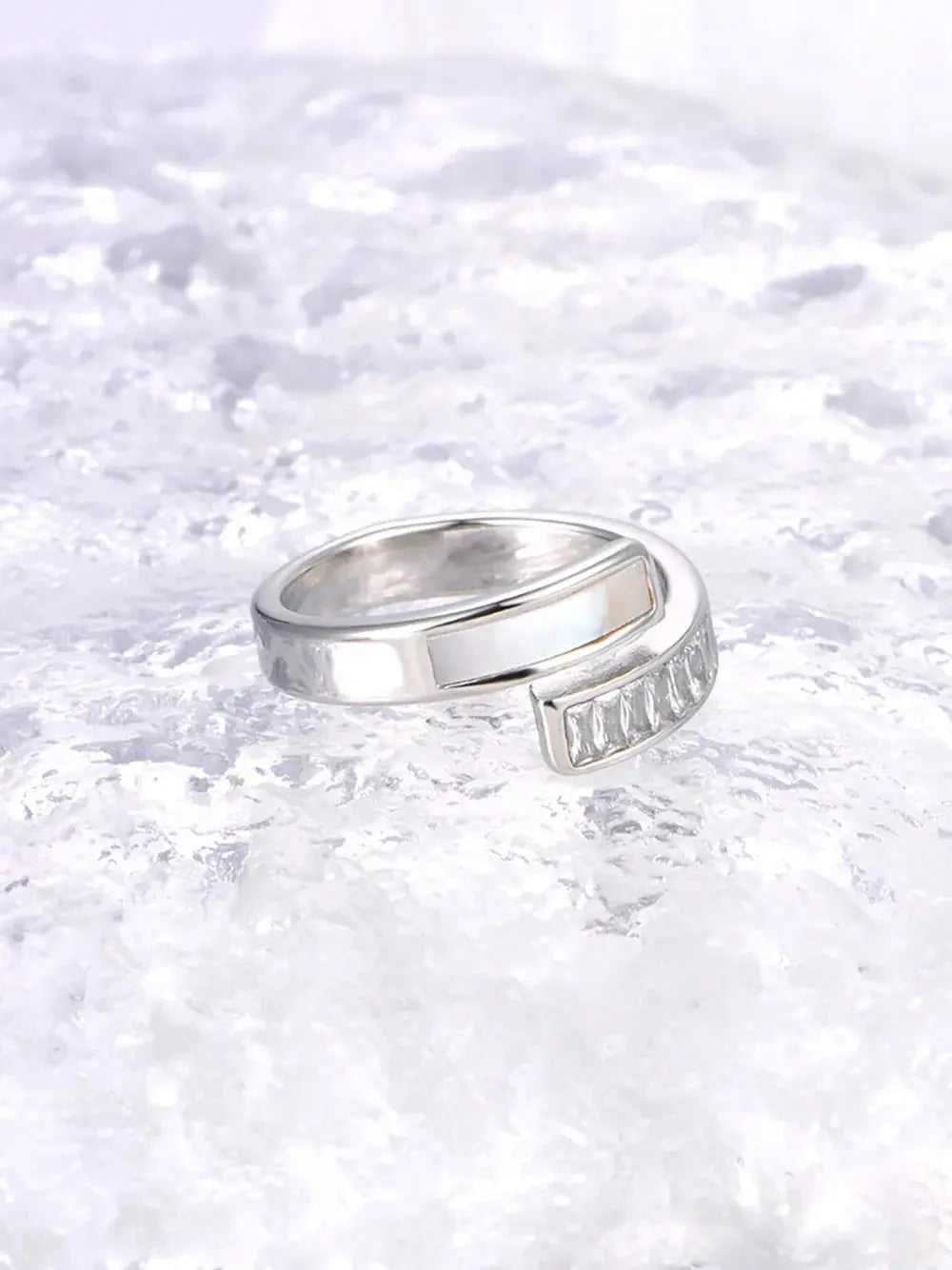 Lokaer Fashion Cubic Zirconia Stainless Steel Waterproof Geometric Ring for Women White Shell Charm Personalized Jewelry R23016 EleganceJewellery