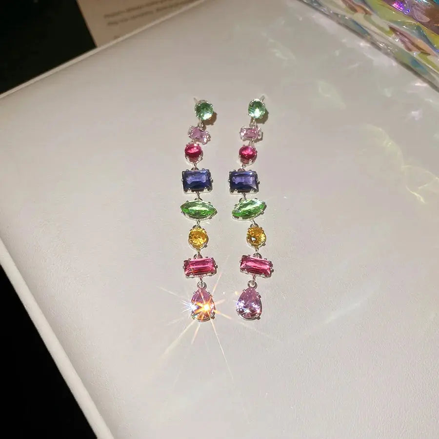 Brand 18K Gold Plated New Luxury Colourful Crystal Zircon Necklace For Women Fashion Party Jewelry Accessories Ladies Jewellery theelegancejewellery